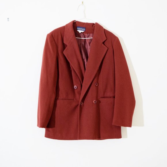 HERMAN GEIST Vintage Red Wool & Cashmere Pea CoatSize 8